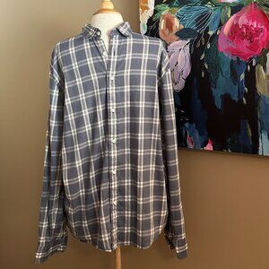 Faherty Brand Luxe Supima Cotton Blue Plaid Shirt Men's Size XL